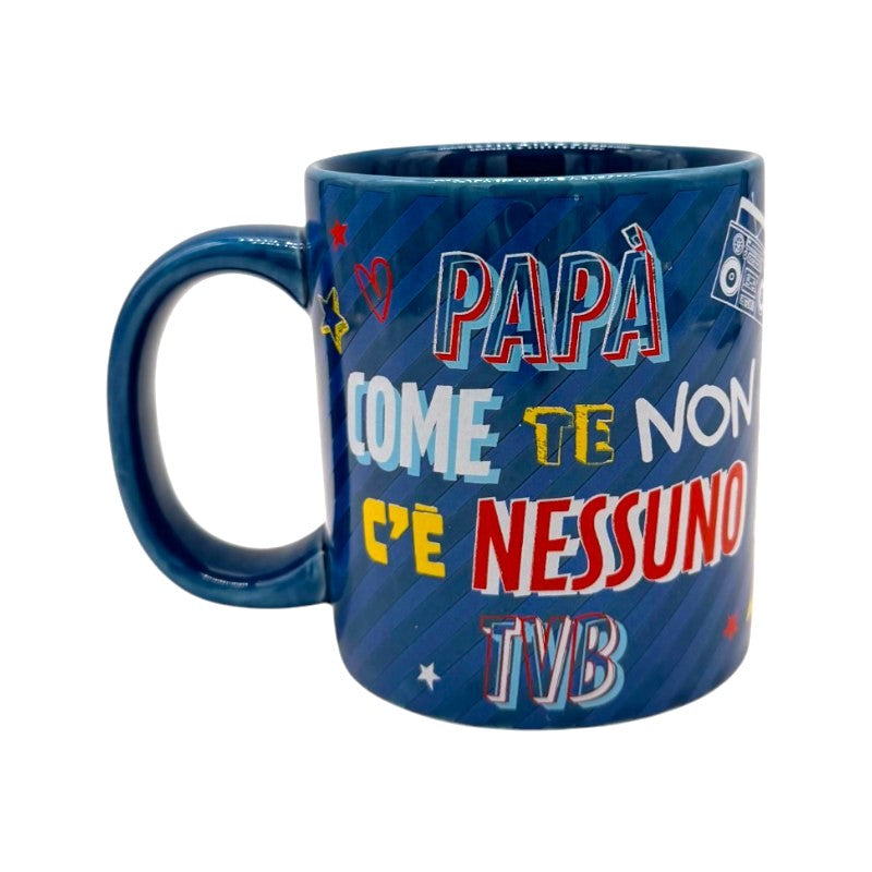 Tazza regalo festa del papà. Blu con la scritta "Papà come te non c'è nessuno, TVB"