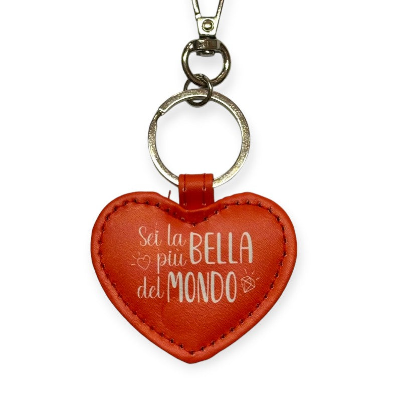 Bellissimo portachiavi regalo per san Valentino a forma di cuore con scritta "Sei la più bella del mondo"