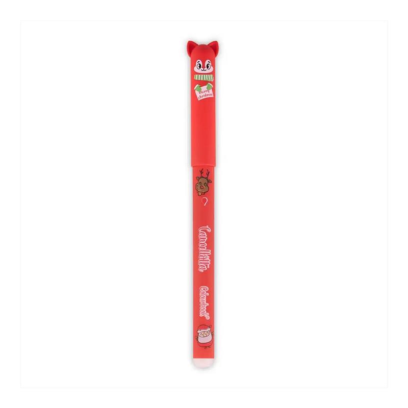 Set 2 penne cancellabili Colourbook Cancellotte Christmas Special Edition, inchiostro blu e rosso, in blister ad albero. Su Viano Shop!