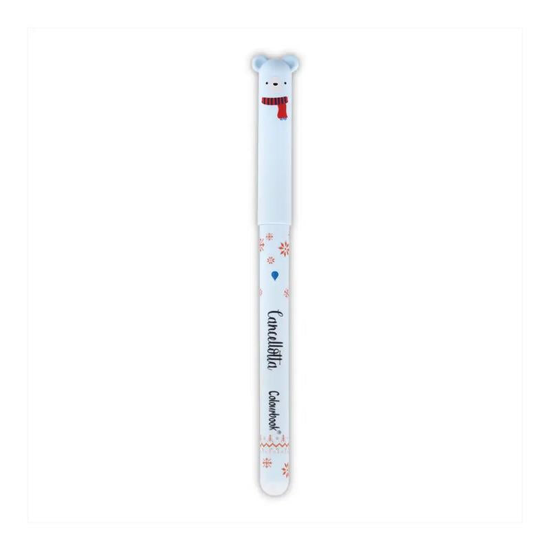 Set 2 penne cancellabili Colourbook Cancellotte Christmas Special Edition, inchiostro blu e rosso, in blister ad albero. Su Viano Shop!