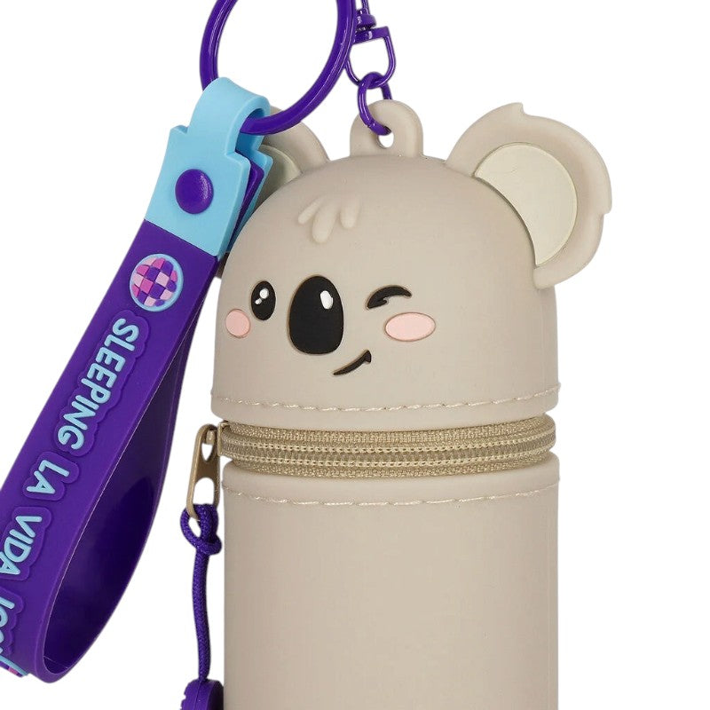 Portachiavi Legami Koala con mini pochette in silicone e zip, laccetto Sleeping La Vida Loca e moschettone a stella. Su Viano Shop!