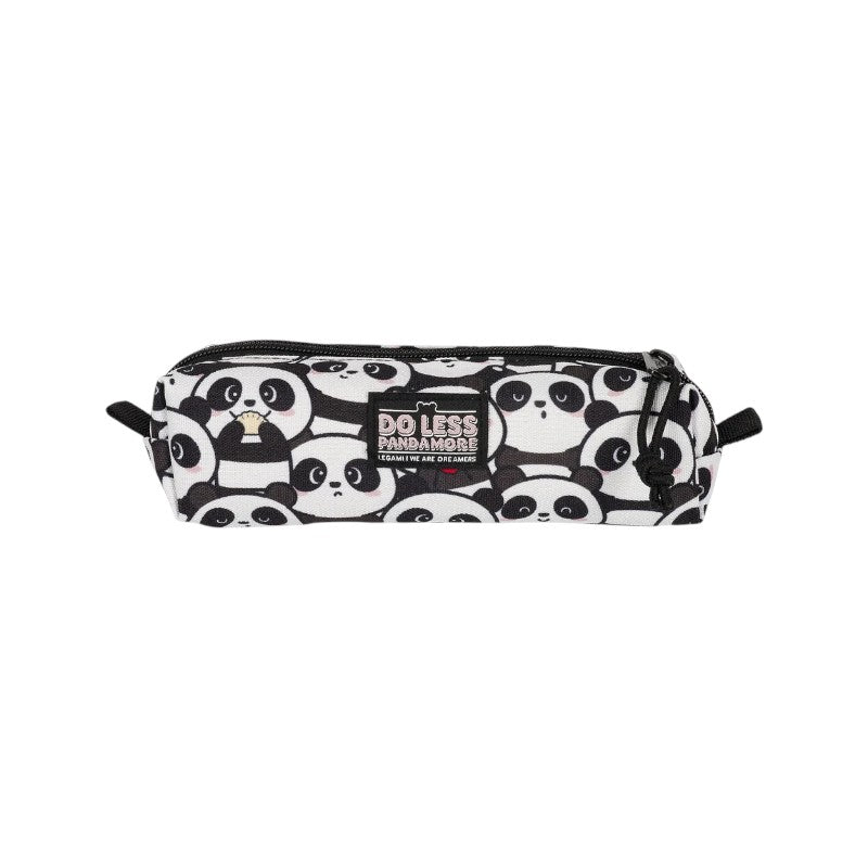 Astuccio Legami Panda a tombolino con fantasia kawaii e patch Do Less Panda More: pratico e capiente per penne e matite. Scoprilo su Viano Shop!