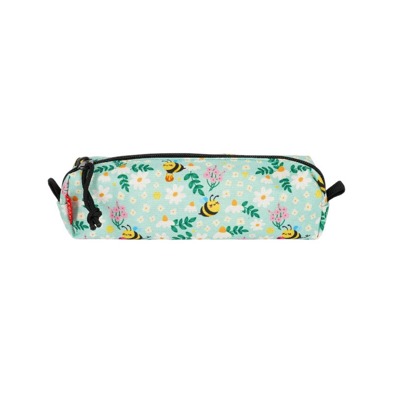 Astuccio Legami tema ape Tiny Wings Big Dream: tessuto verde menta con margherite e apine, zip con laccetto. Scopri il pencil case Legami!
