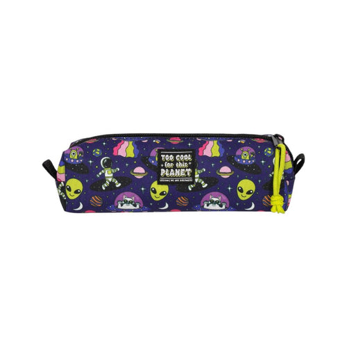 Astuccio Legami Too Cool For This Planet: tessuto spazio con alieni, astronauti e UFO, zip con laccetto giallo. Scopri il pencil case Legami!