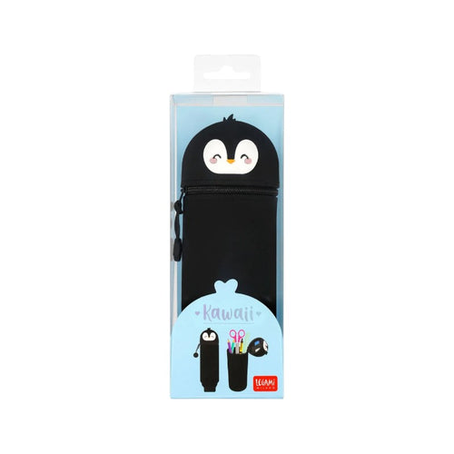Astuccio portapenne kawaii per scuola in silicone morbido a forma di pinguino