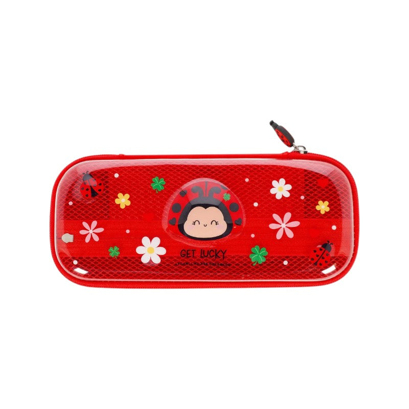 Astuccio rigido Legami WonderWow Coccinella Get Lucky: scocca protettiva, fiori e quadrifogli, tirazip coccinella. Scopri l'astuccio!