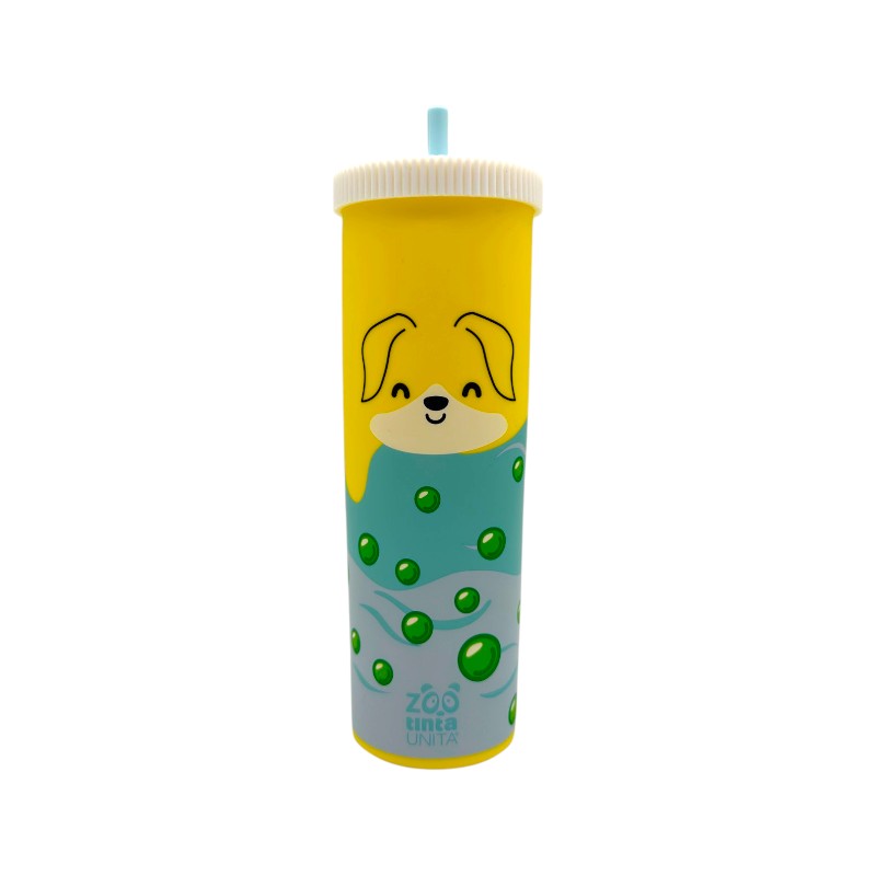 Astuccio tinta unita collezione bubble tea, a forma di bevanda con cannuccia, 3 colori disponibili con zip resistente sul retro