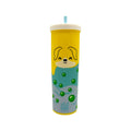 Astuccio tinta unita collezione bubble tea, a forma di bevanda con cannuccia, 3 colori disponibili con zip resistente sul retro