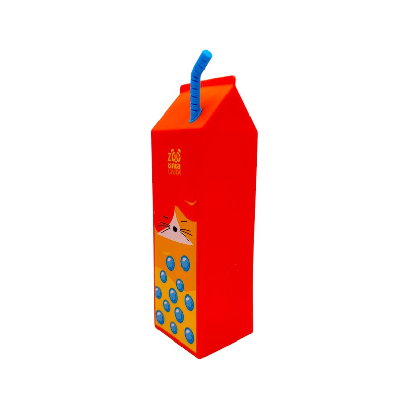 Astuccio tinta unita collezione bubble tea a fomra di cartoccio bevanda con cannuccia, 3 colori disponibili con zip resistente sul retro.