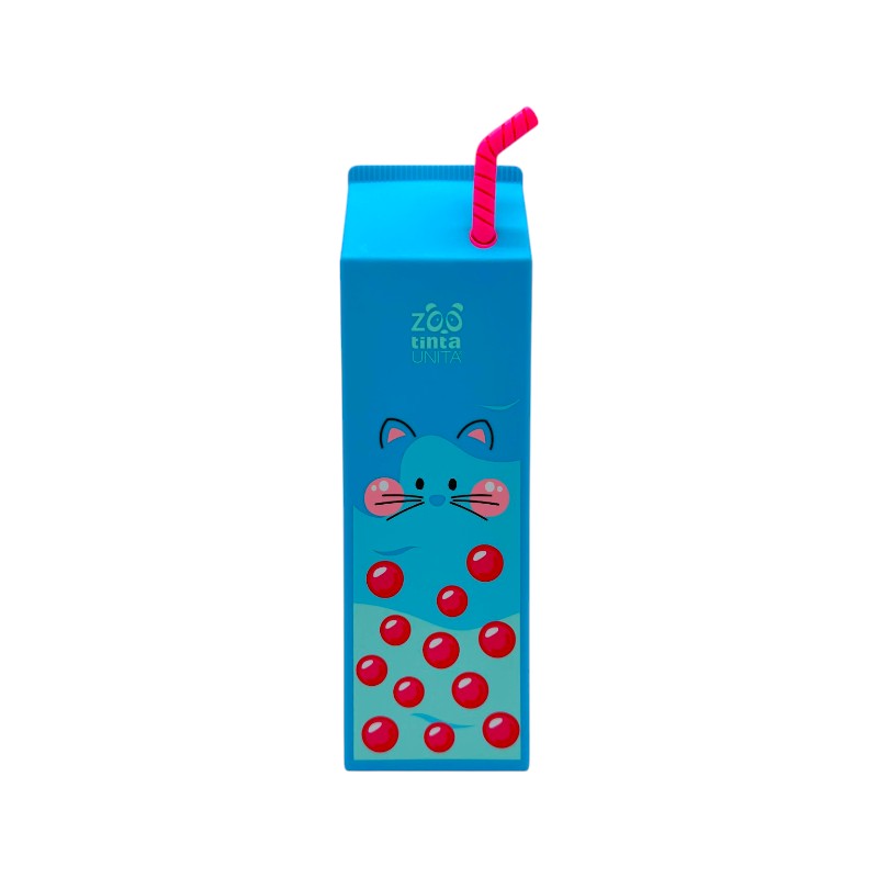 Astuccio tinta unita collezione bubble tea a fomra di cartoccio bevanda con cannuccia, 3 colori disponibili con zip resistente sul retro.