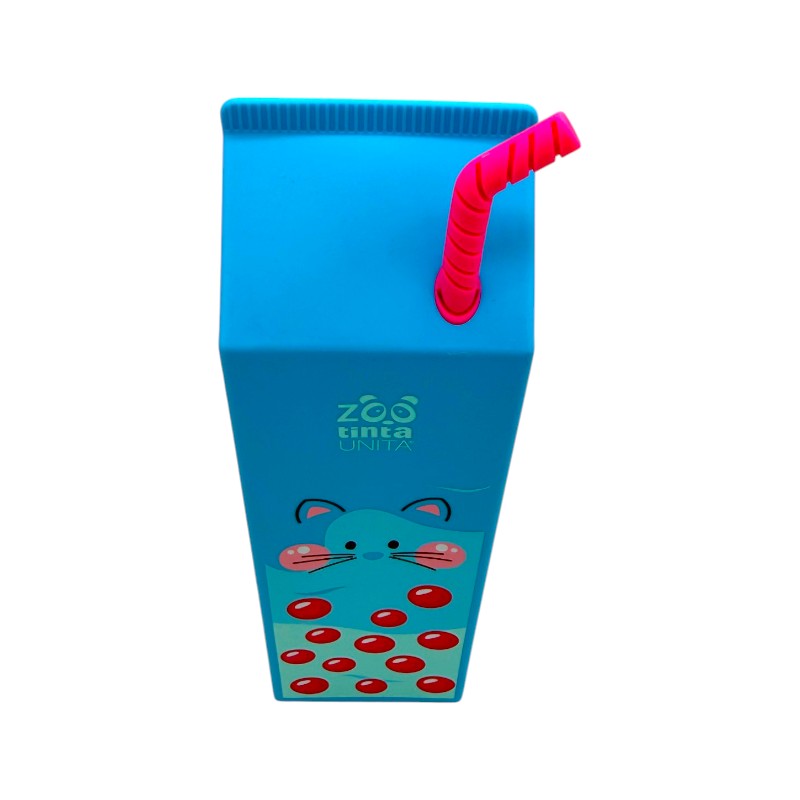 Astuccio tinta unita collezione bubble tea a fomra di cartoccio bevanda con cannuccia, 3 colori disponibili con zip resistente sul retro.