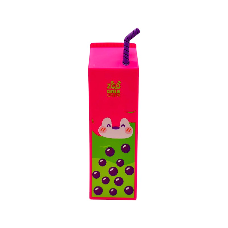 Astuccio tinta unita collezione bubble tea a fomra di cartoccio bevanda con cannuccia, 3 colori disponibili con zip resistente sul retro.