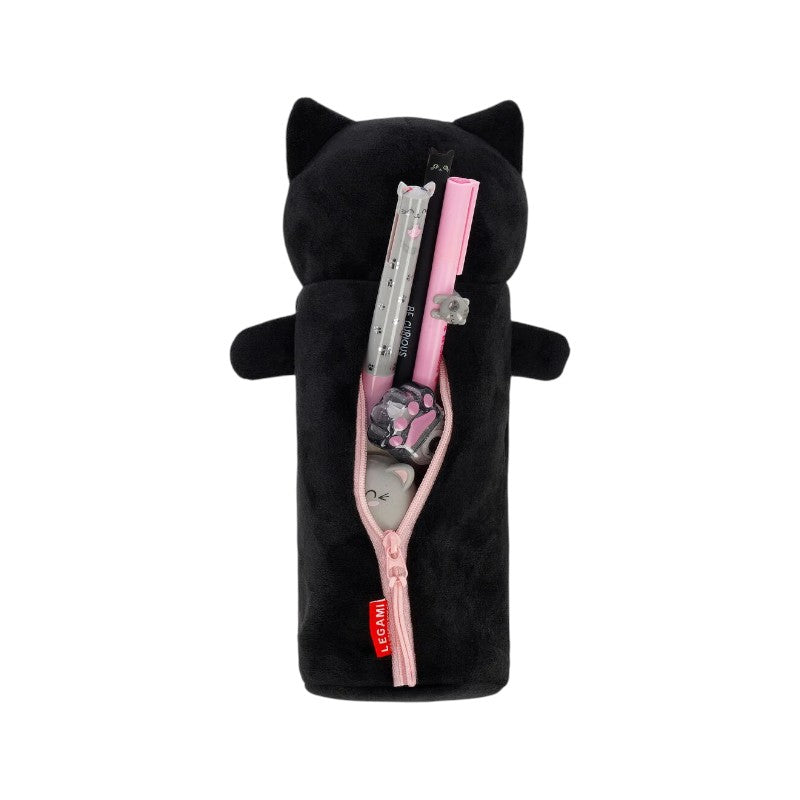 Bellissimo astuccio legami morbidissimo a forma di gatto nero