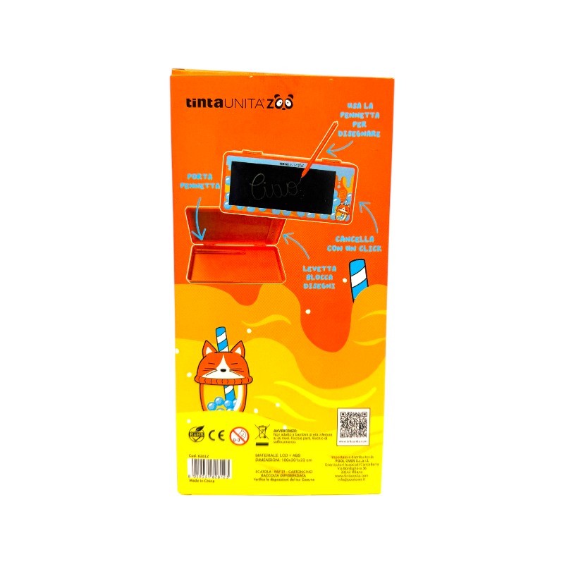 Astuccio rigido con lavagnetta tablet lcd scrivi e cancella, tinta unita collezione bubble tea