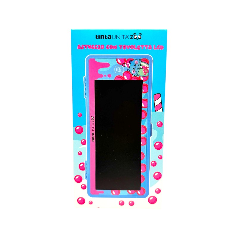 Astuccio rigido con lavagnetta tablet lcd scrivi e cancella, tinta unita collezione bubble tea