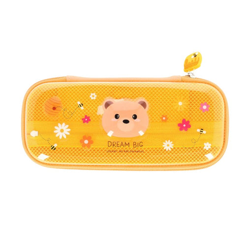 Astuccio rigido Legami WonderWow orsetto — struttura protettiva, giallo miele, zip fogliolina, tema Dream Big. Regalo kawaii perfetto per la scuola.
