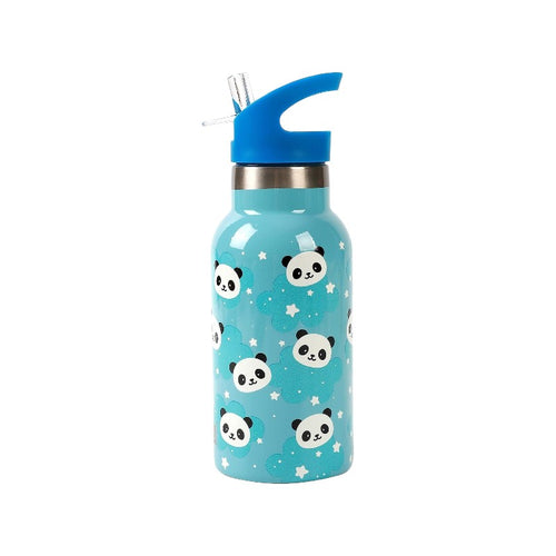 Bellissima borraccia termica in acciaio inox a tema panda e nuvolette