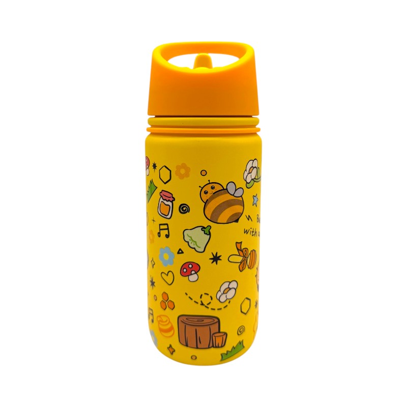 Borraccia termica I-Total Ape 420ml: acciaio inox triplo strato, 12h caldo e 24h freddo, cannuccia lavabile. Design kawaii per bambini