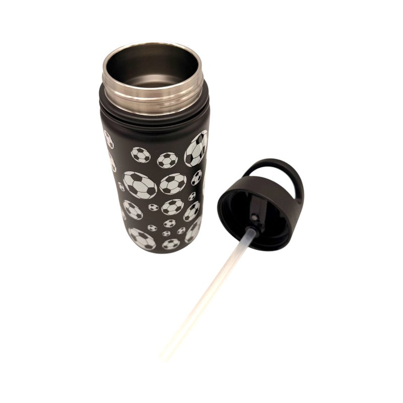 Borraccia termica iDrink Calcio 420ml: acciaio inox triplo strato, 12h caldo e 24h freddo, cannuccia lavabile. Design sportivo per bambini. Scoprila!