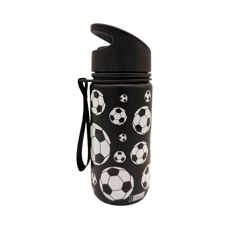 Borraccia termica iDrink Calcio 420ml: acciaio inox triplo strato, 12h caldo e 24h freddo, cannuccia lavabile. Design sportivo per bambini. Scoprila!