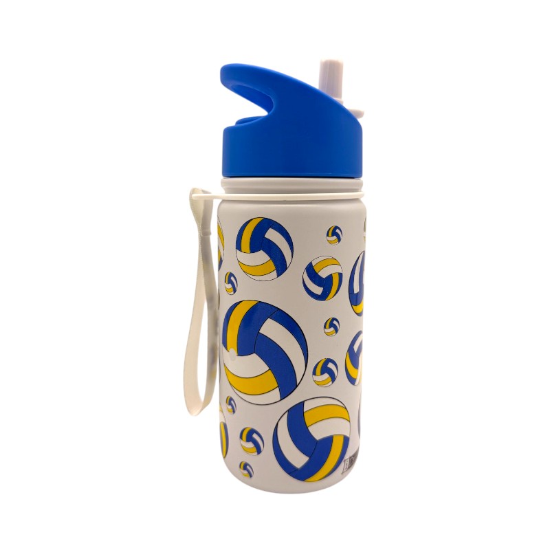 Borraccia termica iDrink Pallavolo 420ml: acciaio inox triplo strato, 12h caldo e 24h freddo, cannuccia lavabile. Design sportivo per bambine. Scoprila!