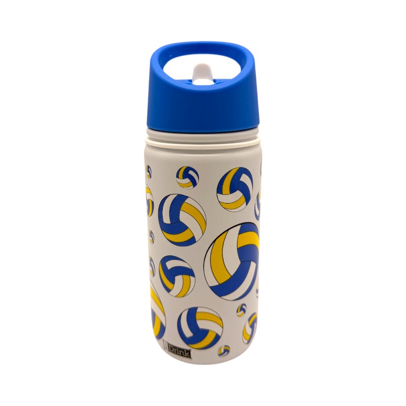 Borraccia termica iDrink Pallavolo 420ml: acciaio inox triplo strato, 12h caldo e 24h freddo, cannuccia lavabile. Design sportivo per bambine. Scoprila!