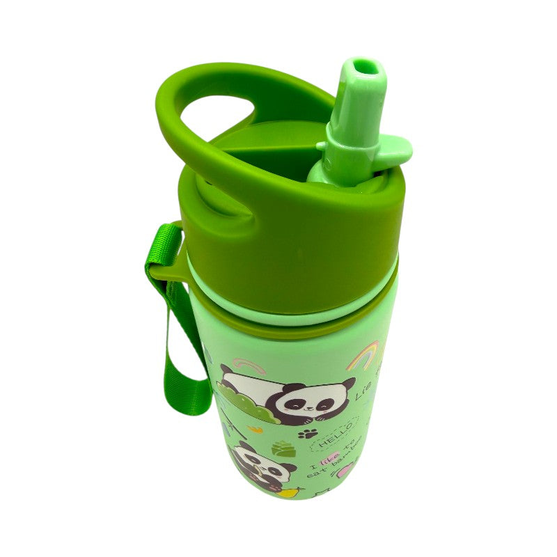 Borraccia termica I-Total Panda 420ml: acciaio inox triplo strato, 12h caldo e 24h freddo, cannuccia lavabile. Design kawaii per bambini. 