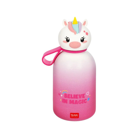 Bellissima borraccia termica super resistente a tema unicorno