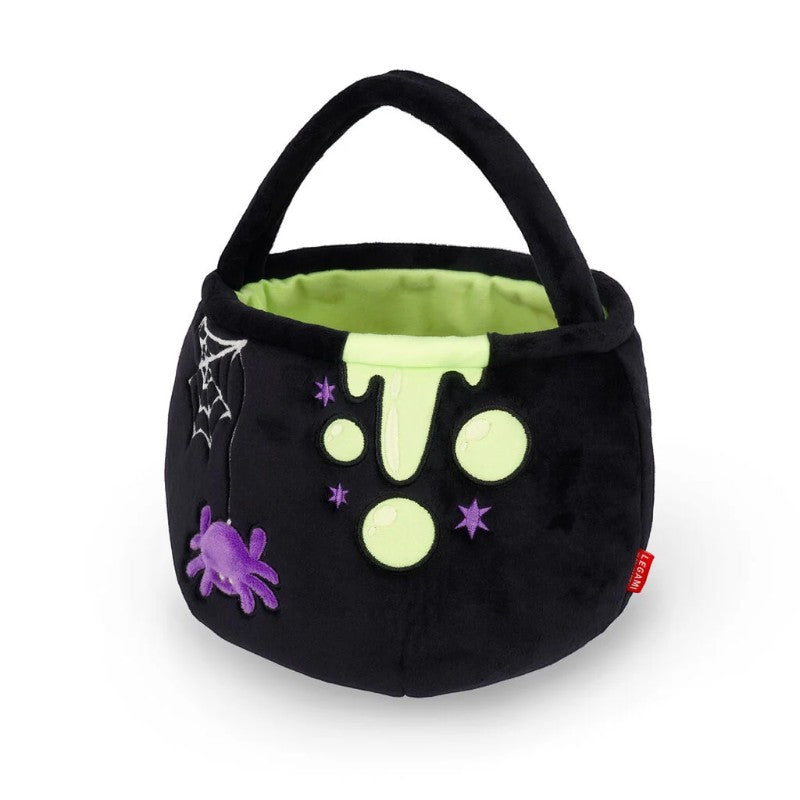 Borsa calderone Halloween Legami Spooky Vibes: peluche nero con ragnatela, ragno e pozione fosforescente. La trick or treat bag perfetta! 