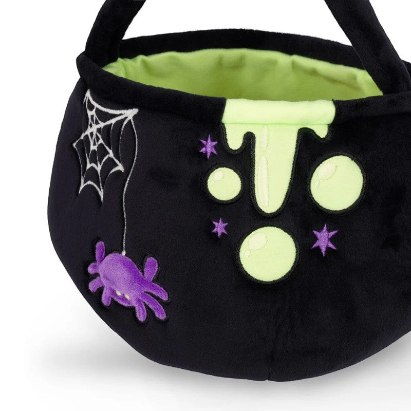 Borsa calderone Halloween Legami Spooky Vibes: peluche nero con ragnatela, ragno e pozione fosforescente. La trick or treat bag perfetta! 