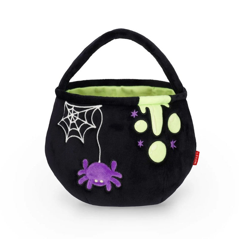Borsa calderone Halloween Legami Spooky Vibes: peluche nero con ragnatela, ragno e pozione fosforescente. La trick or treat bag perfetta! 