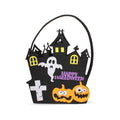 Borsetta portadolcetti di Halloween in feltro con manico: castello stregato o zucca con cappello da strega, per dolcetto o scherzetto. Su Viano Shop!