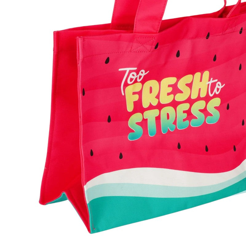 Borsa mare Legami Watermelon limited edition: design anguria, bottone magnetico, tasca interna, fino a 15kg. L 47x61,5cm. L'accessorio estivo più trendy!