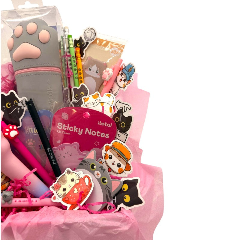 Box regalo gattino Viano Shop — 22 pezzi cartoleria kawaii Legami e I-Total a tema gatto, già confezionato. Regalo compleanno perfetto per cat lover.