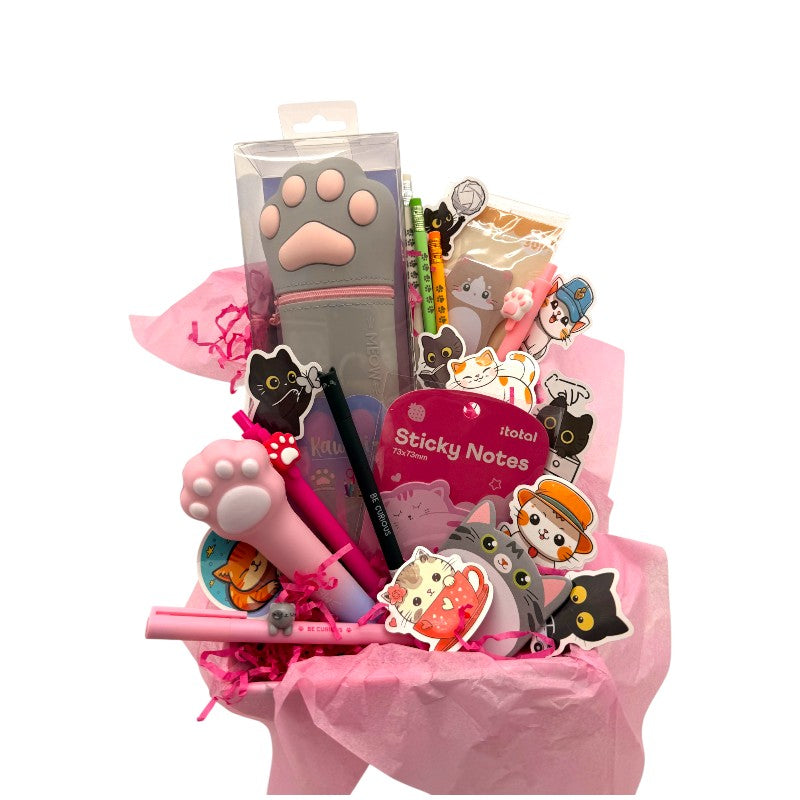 Box regalo gattino Viano Shop — 22 pezzi cartoleria kawaii Legami e I-Total a tema gatto, già confezionato. Regalo compleanno perfetto per cat lover.