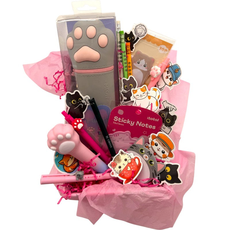 Box regalo gattino Viano Shop — 22 pezzi cartoleria kawaii Legami e I-Total a tema gatto, già confezionato. Regalo compleanno perfetto per cat lover.