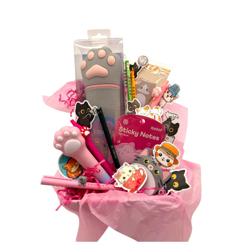 Box regalo gattino Viano Shop — 22 pezzi cartoleria kawaii Legami e I-Total a tema gatto, già confezionato. Regalo compleanno perfetto per cat lover.