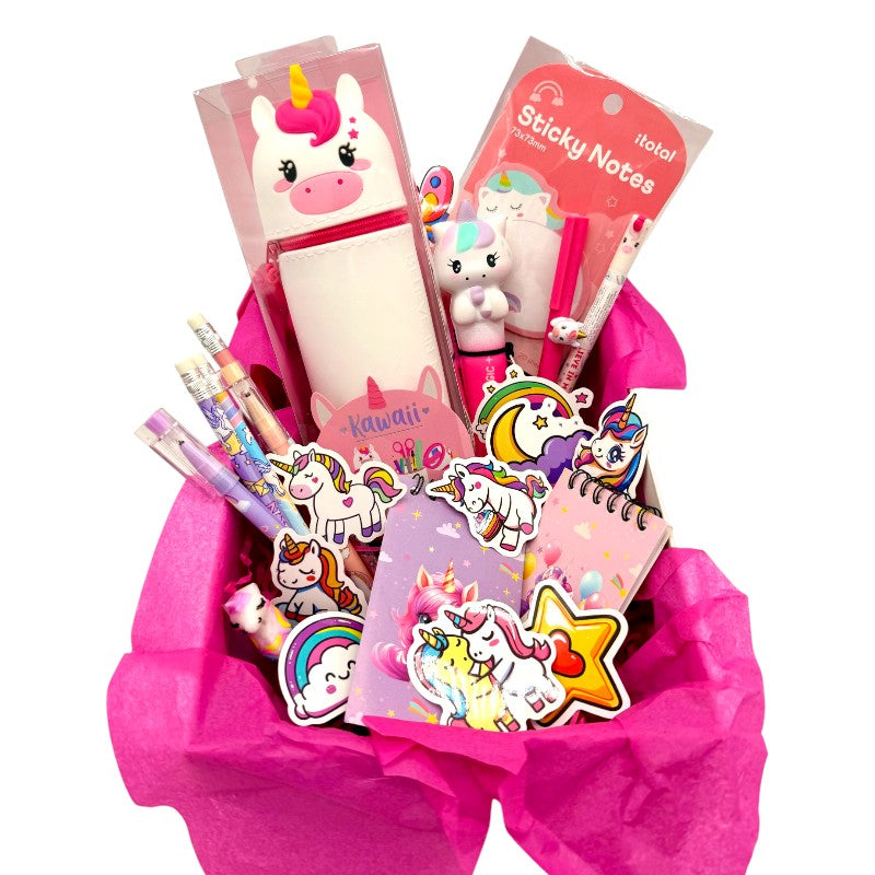 Box regalo unicorno Viano Shop — 23 pezzi cartoleria kawaii Legami e I-Total, già confezionato. Regalo compleanno perfetto per bambine. 