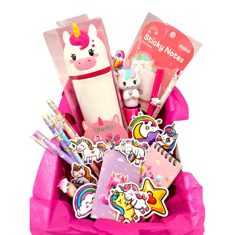 Box regalo unicorno Viano Shop — 23 pezzi cartoleria kawaii Legami e I-Total, già confezionato. Regalo compleanno perfetto per bambine. 