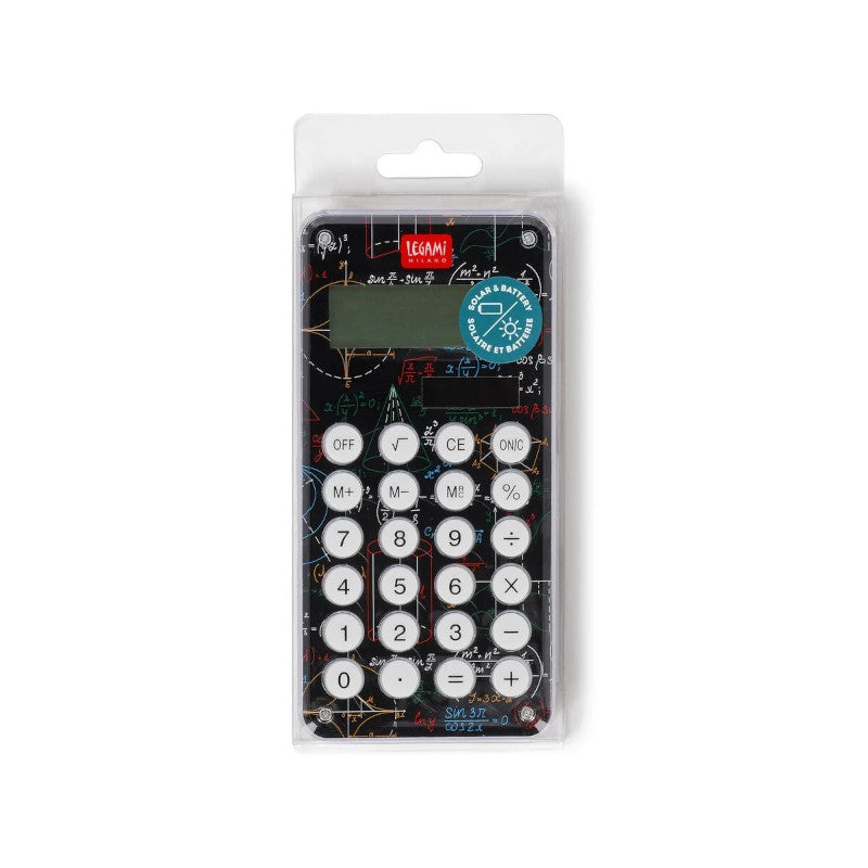 Calcolatrice Legami I'm a Genius Matematica: doppia alimentazione solare e batteria, tasti larghi, radice quadrata. Scoprila ora!