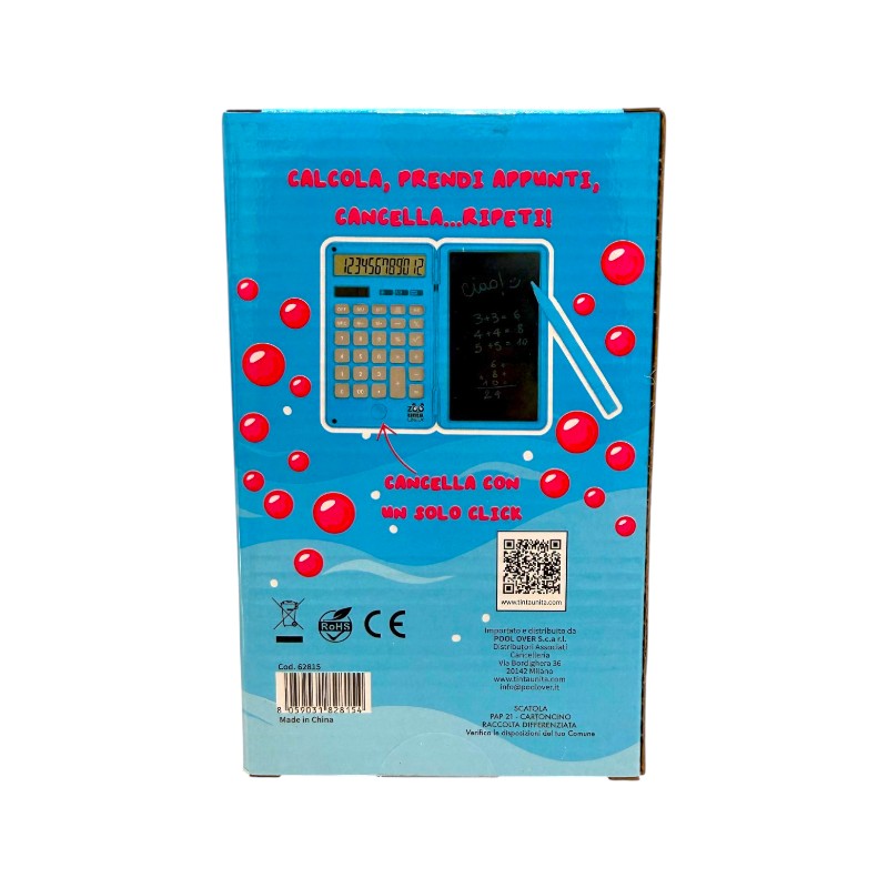 Calcolatrice con tablet lcd lavagnetta scrivi e cancella, tinta unita limited edition bubble tea