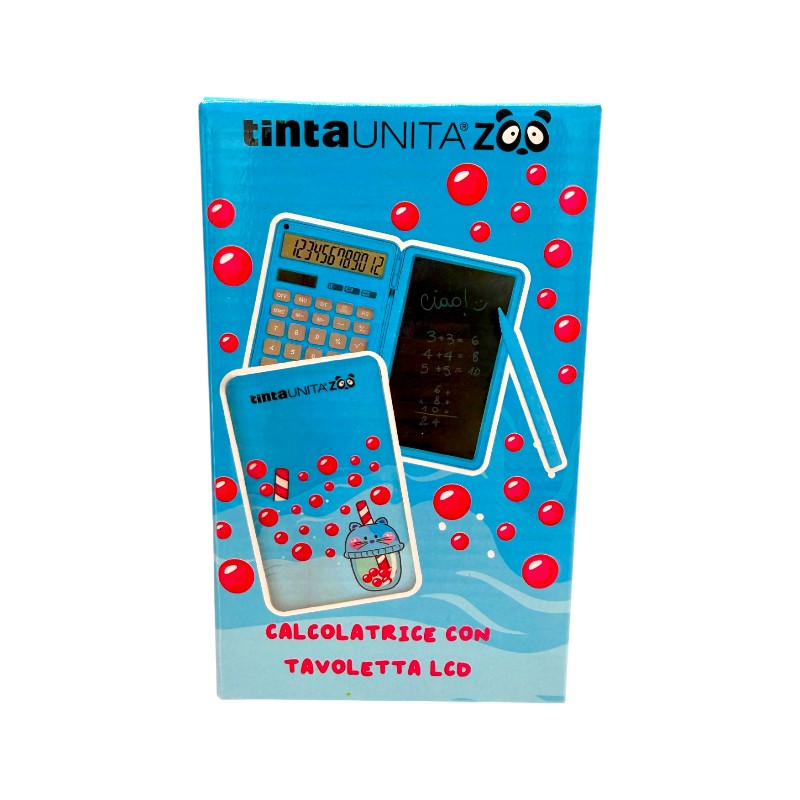 Calcolatrice con tablet lcd lavagnetta scrivi e cancella, tinta unita limited edition bubble tea