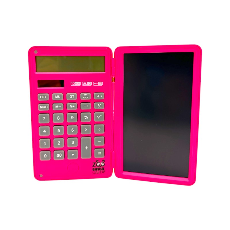 Calcolatrice con tablet lcd lavagnetta scrivi e cancella, tinta unita limited edition bubble tea