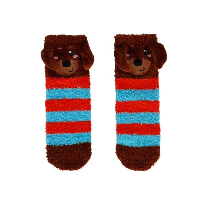 Calzini antiscivolo Legami Cane con orecchie in rilievo e maglia a righe: morbidi ed elastici, taglie 26-34 e 35-42. Su Viano Shop!