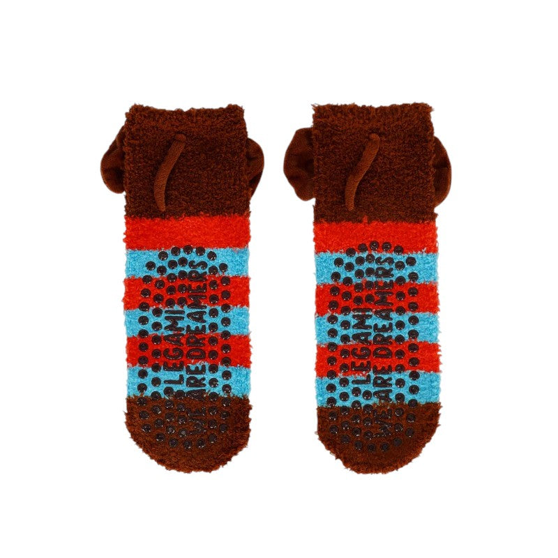 Calzini antiscivolo Legami Cane con orecchie in rilievo e maglia a righe: morbidi ed elastici, taglie 26-34 e 35-42. Su Viano Shop!