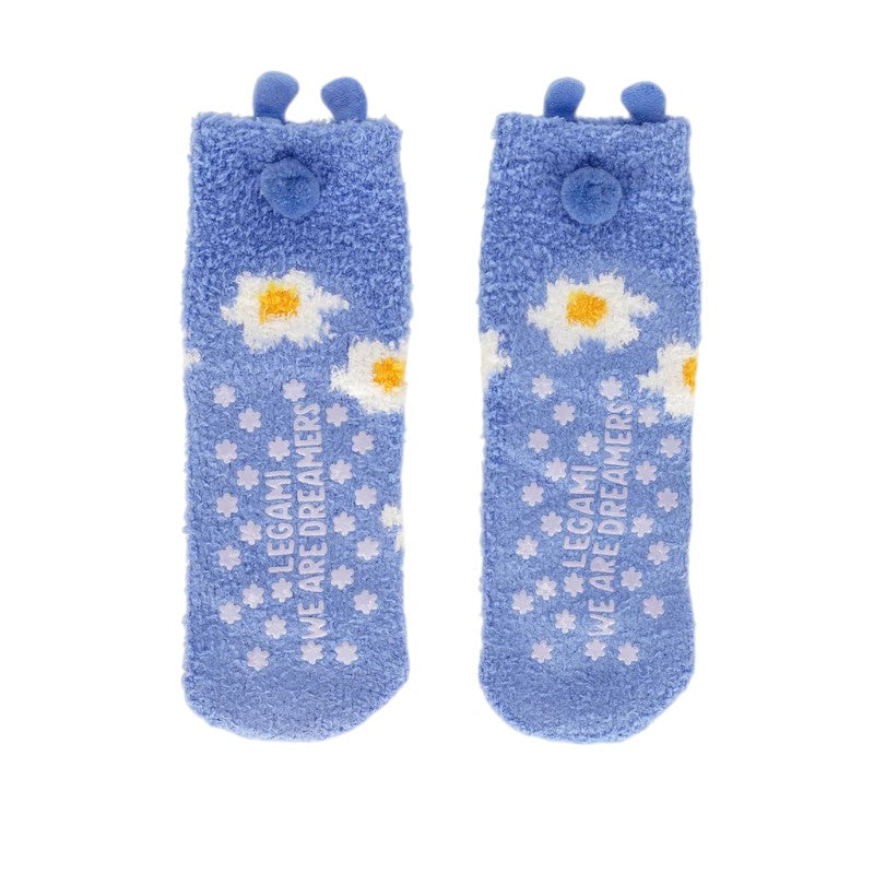 Calzini antiscivolo Legami Ippopotamo lilla con margherite e orecchie in rilievo: morbidi, taglie 26-34 e 35-42. Su Viano Shop!