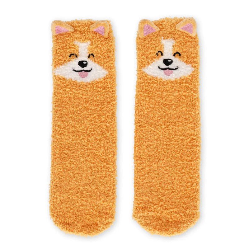 Calze antiscivolo Legami Corgi in tessuto elasticizzato con suola antiscivolo, design kawaii. Comfort e sicurezza per casa! Scoprile ora 