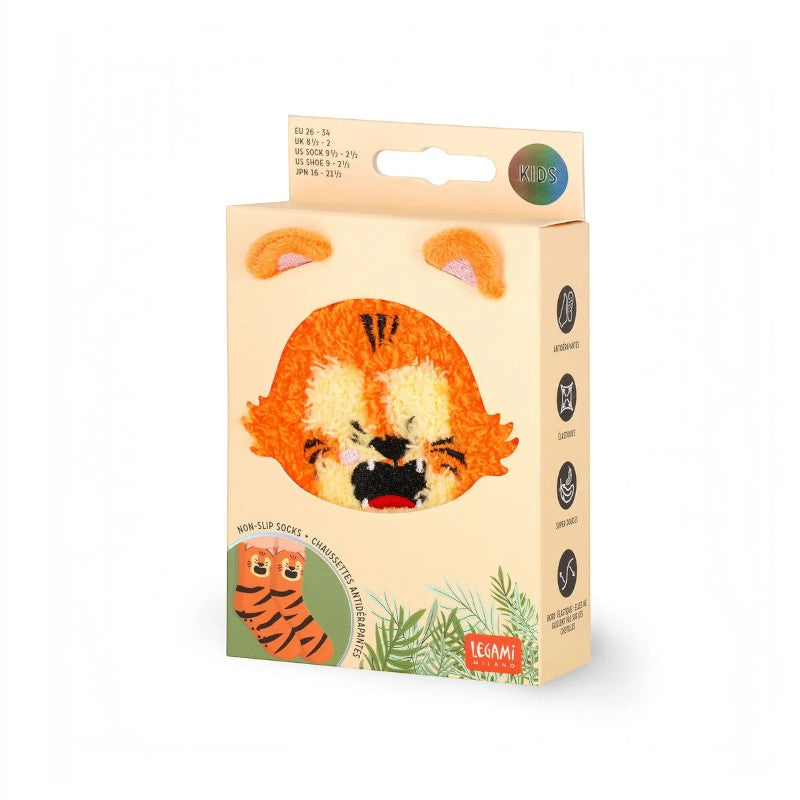 Calze antiscivolo Legami Tigre in tessuto elasticizzato con suola antiscivolo, design kawaii. Comfort e sicurezza per bambini! Scoprile