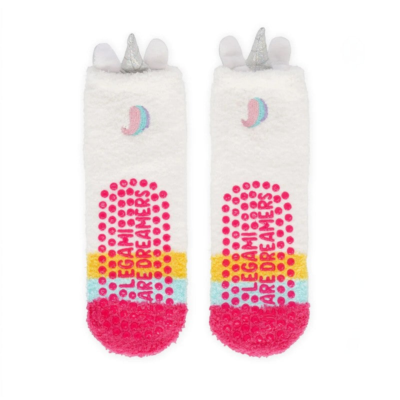 Calze antiscivolo Legami Unicorno in tessuto elasticizzato con suola antiscivolo, design kawaii glitterato. Comfort per bambini! Scoprile