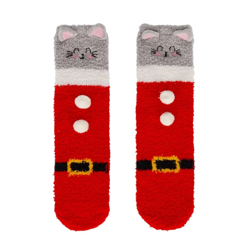 Calzini antiscivolo di Natale Legami Gatto vestito da Babbo Natale: morbidi ed elastici con orecchiette, taglia 35-42. Su Viano Shop!